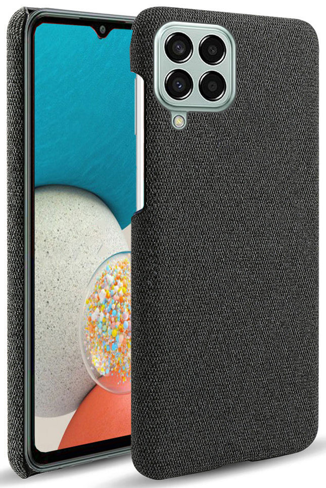 Mobizang Woven Soft Fabric Case for Samsung Galaxy M53 (5G) Back Cover, Shock Protection Slim Hard Anti Slip Back Cover (Black)