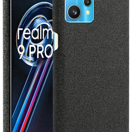 Woven Soft Fabric Case for Realme 9 Pro Plus Back Cover, Shock Protection Slim Hard Anti Slip Back Cover (Black)