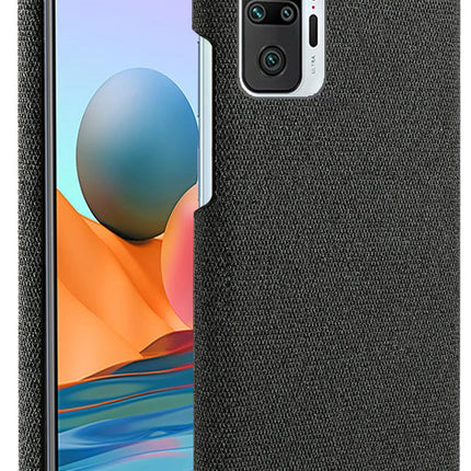 Woven Soft Fabric Case for Redmi Note 10 Pro / Note 10 Pro Max Back Cover, Shock Protection Slim Hard Anti Slip Back Cover (Black)