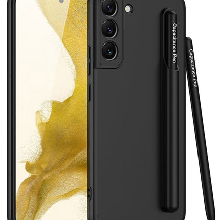 Double Dip Ultra Thin Back Case Cover for Samsung Galaxy S22 , With Inbuilt Removable S Pen Holder (Black)