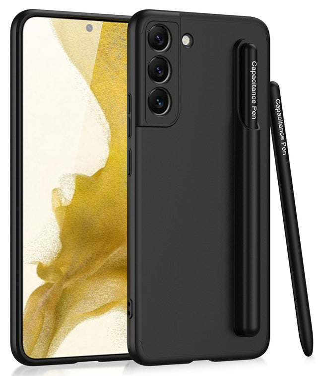 Double Dip Ultra Thin Back Case Cover for Samsung Galaxy S22 , With Inbuilt Removable S Pen Holder (Black)