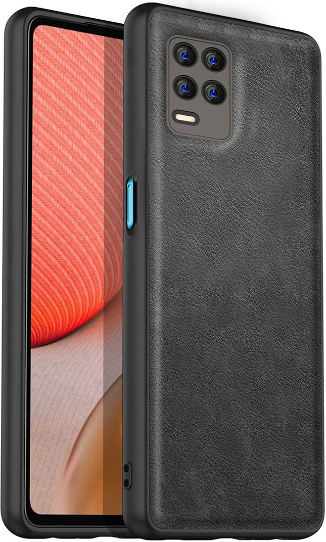 Tux Back Case For Realme 8 (5G) , Slim Leather Case with Soft Edge Shockproof Back Cover (Black)