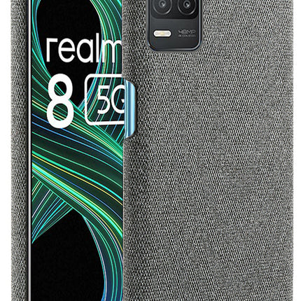 Woven Soft Fabric Case for Realme 8 (5G) Back Cover, Shock Protection Slim Hard Anti Slip Back Cover (Grey)