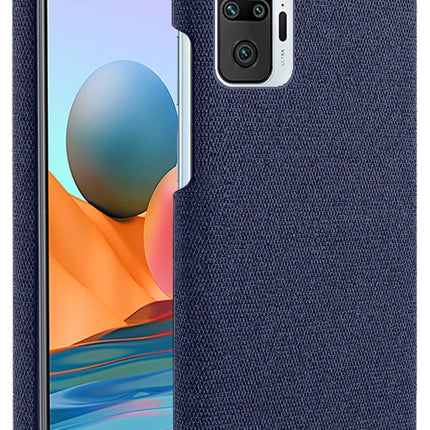 Woven Soft Fabric Case for Redmi Note 10 Pro / Note 10 Pro Max Back Cover, Shock Protection Slim Hard Anti Slip Back Cover (Blue)