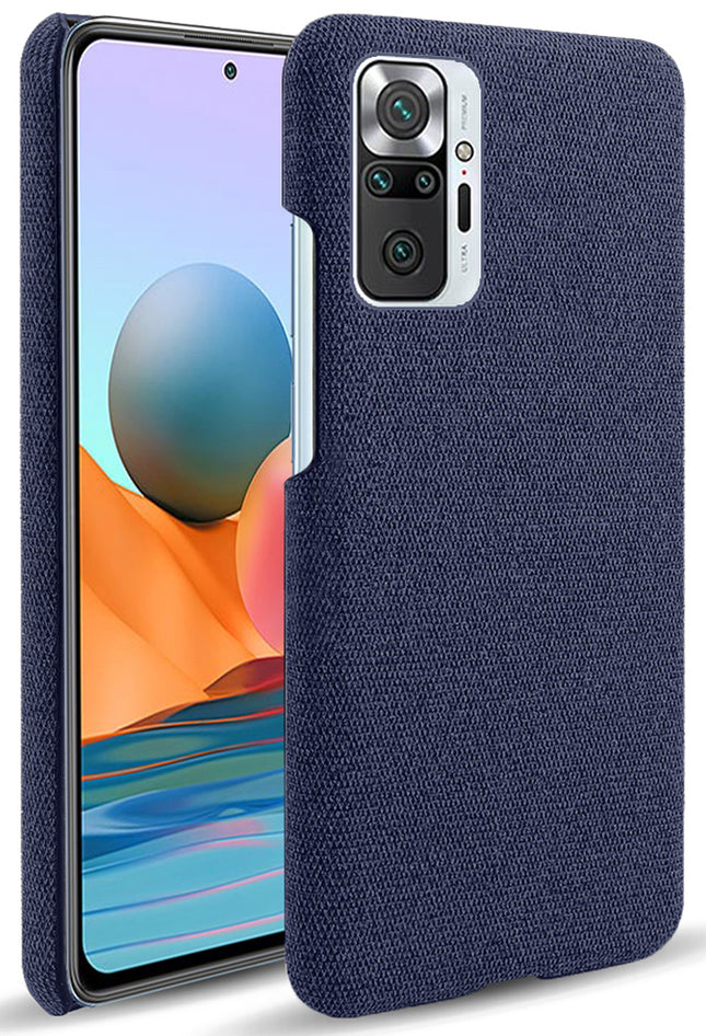 Woven Soft Fabric Case for Redmi Note 10 Pro / Note 10 Pro Max Back Cover, Shock Protection Slim Hard Anti Slip Back Cover (Blue)