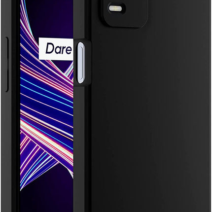 Matte Lens Protective Back Cover for Realme 8 (5G) , Slim Silicone with Soft Lining Shockproof Flexible Full Body Bumper Case , Black