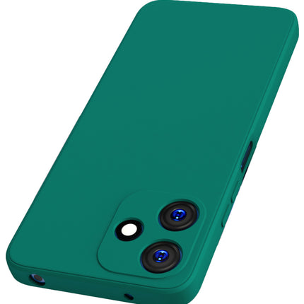 Mobizang Matte Protective Lens Flexible Back Cover for Redmi 12 (5G) / Poco M6 Pro (5G) | Slim Silicone with Soft Lining Shockproof Full Body Bumper Case (Green)