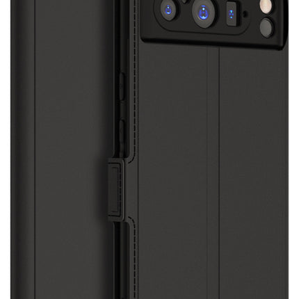 Mobizang Noble Slim Magnetic Leather Flip Case Cover for Google Pixel 8 PRO | Card Holder Stand Leather Flip Wallet Case (Black)