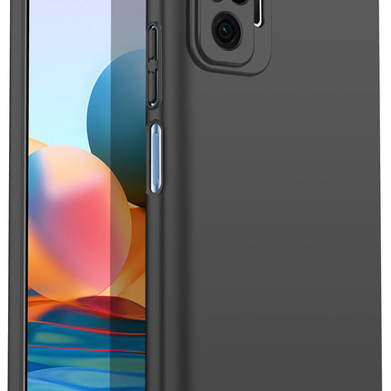 Silk Smooth Finish [Full Coverage] All Sides Protection Slim Back Cover For Xiaomi Redmi Note 10 Pro /  Note 10 Pro Max (Black)