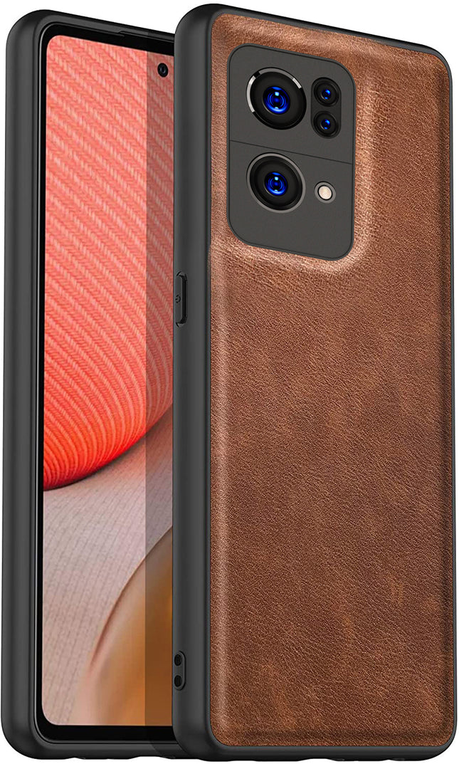 Tux Back Case For Oppo Reno 7 Pro (5G) , Slim Leather Case with Soft Edge Shockproof Back Cover (Brown)