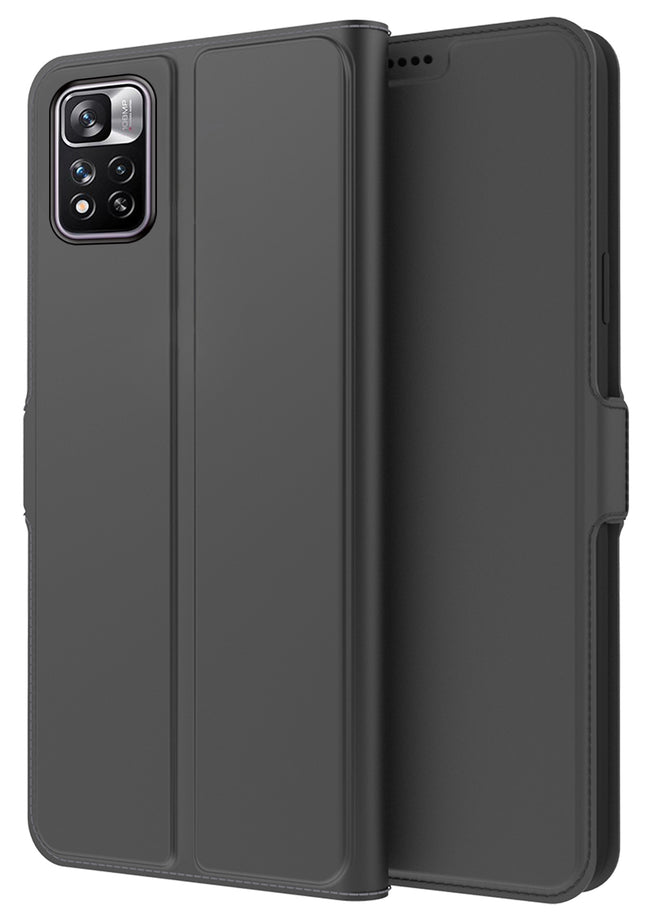 Noble Slim Flip Cover for Xiaomi 11i /11i Hypercharge , Magnetic and Card Holder Stand Leather Flip Wallet Case (Black)