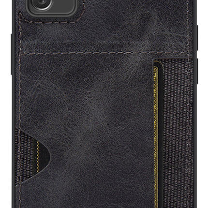 Mobizang Razor Wallet Back Case for Samsung Galaxy A73 (5G) , Slim PU Leather & Fabric Cover With Inbuilt Card Pocket (Black)