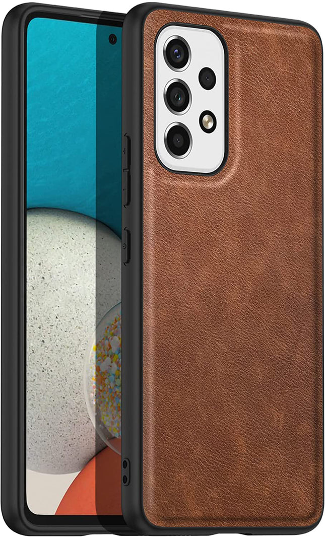 Tux Back Case for Samsung Galaxy A33 (5G), Slim Leather Case With Shockproof Back Cover (Brown)