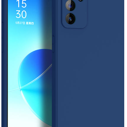Matte Lens Protective Back Cover for Oppo Reno 6 (5G) , Slim Silicone with Soft Lining Shockproof Flexible Full Body Bumper Case , Blue