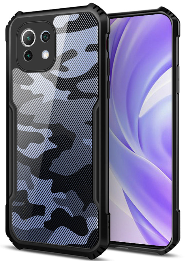 Beetle Camouflage for Mi 11 Lite Back Case, [Military Grade Protection] Shock Proof Slim Hybrid Bumper Cover (Black)