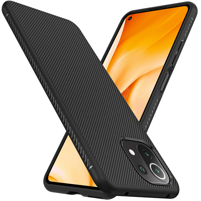 Twill Shock Proof Soft Flexible Back Case Cover for Xiaomi Mi 11 Lite (Black)