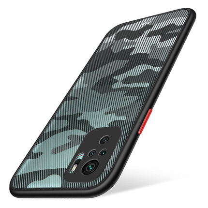 Camouflage Paper Thin Back Cover For Xiaomi Redmi Note 10 /  Note 10S , Super Slim Matte Translucent Full Protection Back Case (Black)