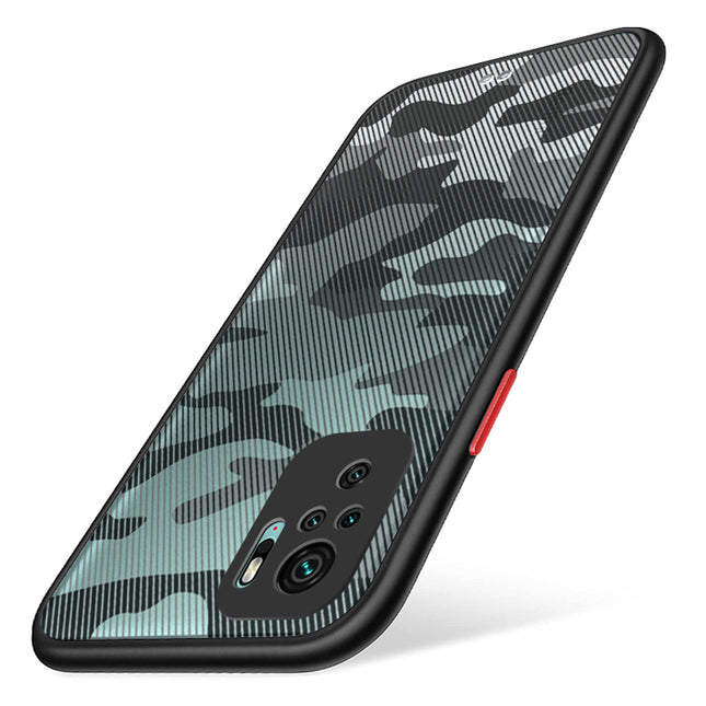 Camouflage Paper Thin Back Cover For Xiaomi Redmi Note 10 /  Note 10S , Super Slim Matte Translucent Full Protection Back Case (Black)