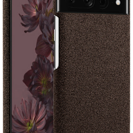 Mobizang Woven Soft Fabric Case for Google Pixel 7 Pro Back Cover, Shock Protection Slim Hard Anti Slip Back Cover (Brown)