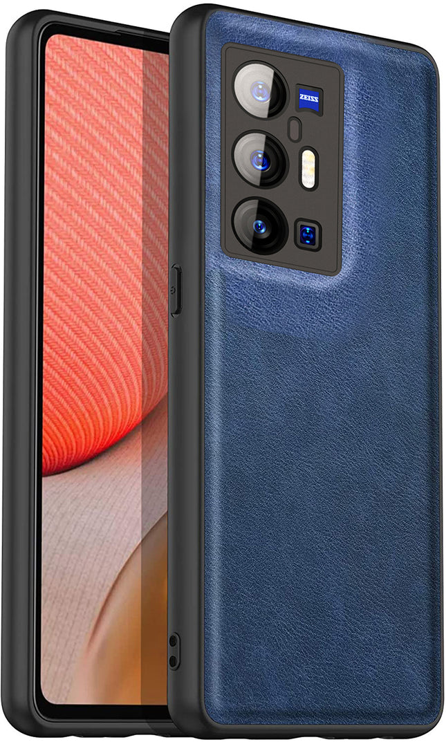 Tux Back Case For Vivo X70 Pro Plus , Slim Leather Case with Soft Edge Shockproof Back Cover (Blue)