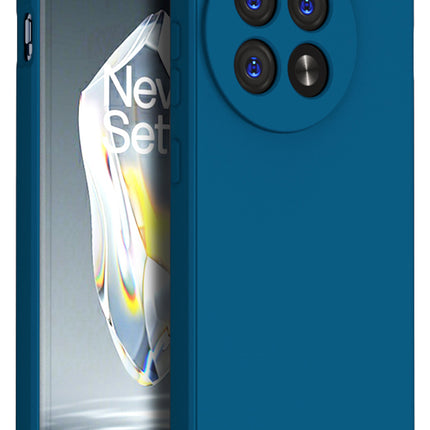 Mobizang Matte Protective Lens Flexible Back Cover for Oneplus 12R | Slim Silicone with Soft Lining Shockproof Full Body Bumper Case (Blue)