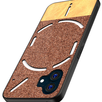 Mobizang Soft Fabric & Leather Hybrid Protective Back Cover for Nothing Phone 2 | Shockproof Slim Hard Anti Slip Back Case (Brown)