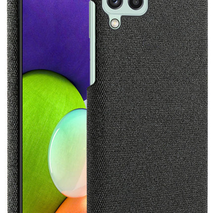 Woven Soft Fabric Case for Samsung Galaxy A22 (4G) Back Cover, Shock Protection Slim Hard Anti Slip Back Cover (Black)
