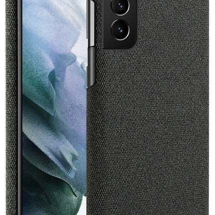 Woven Soft Fabric Case for Samsun Galaxy S21 FE Back Cover, Shock Protection Slim Hard Anti Slip Back Cover (Black)
