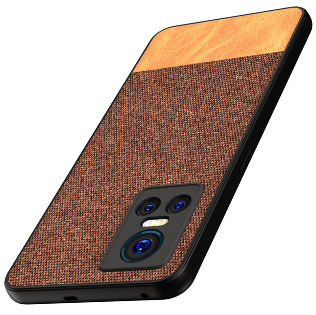 Soft Fabric & Leather Hybrid Protective Back Case Cover for Realme GT Neo 3 (5G) (Brown)