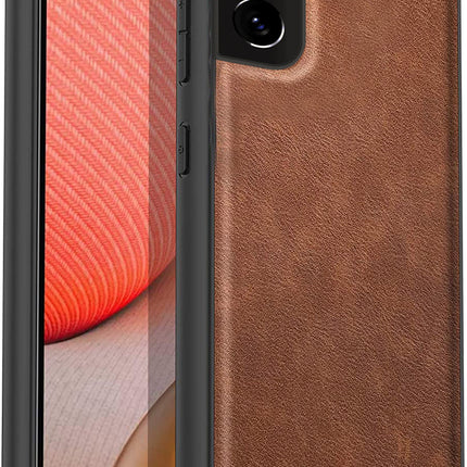 Tux Back Case For Samsung Galaxy S22 , Slim Leather Case with Soft Edge Shockproof Back Cover (Brown)