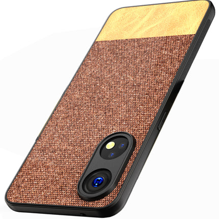 Mobizang Soft Fabric & Leather Hybrid for Oppo Reno 8T (5G) Back Cover | Shockproof Hybrid Slim Hard Anti Slip Back Case (Brown)