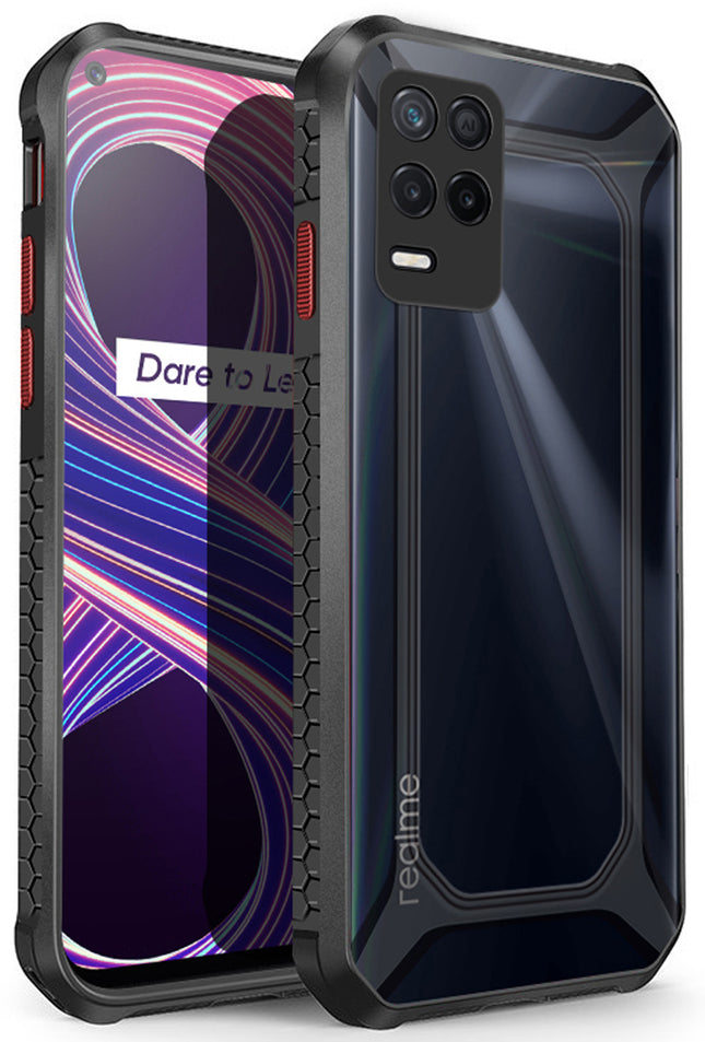 Unicorn for Realme 8 (5G) Clear Back Case, [Military Grade Protection] Shock Proof Slim Hybrid Bumper Cover (Black)