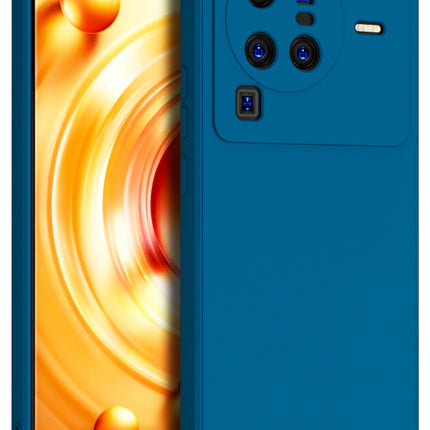 Matte Lens Protective Shockproof Flexible Back Cover for Vivo X80 Pro, Slim Silicone with Soft Lining Shockproof Flexible Full Body Bumper Case (Blue)