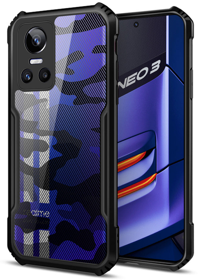 Beetle Camouflage for Realme GT Neo 3 Back Case, [Military Grade] Shockproof Slim Cover (Black)