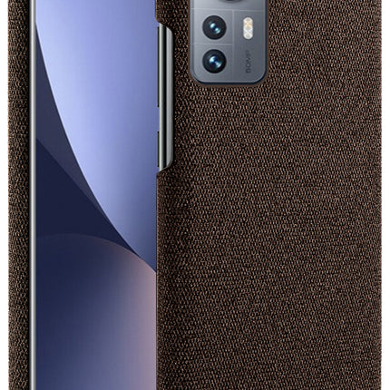 Mobizang Woven Soft Fabric Case for Xiaomi 12 Pro (5G) Back Cover,  Shock Protection Slim Hard Anti Slip Back Cover (Brown)