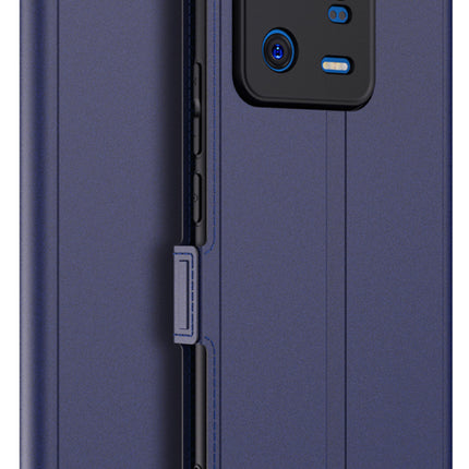 Mobizang Noble Slim Magnetic Leather Flip Case Cover for Xiaomi 13 Pro (5G) | Card Holder Stand Leather Flip Wallet Case (Blue)