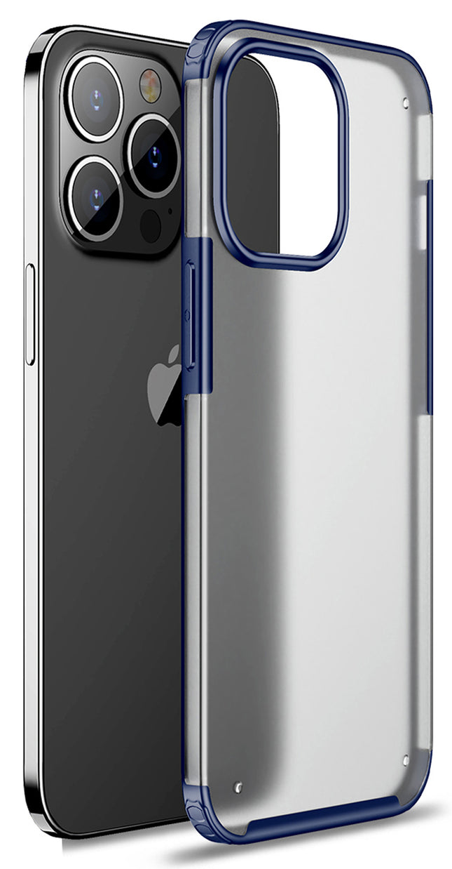 Mobizang Shield Frosted Acrylic Back Shock Proof Case Cover for Apple iPhone 14 Pro (Blue)