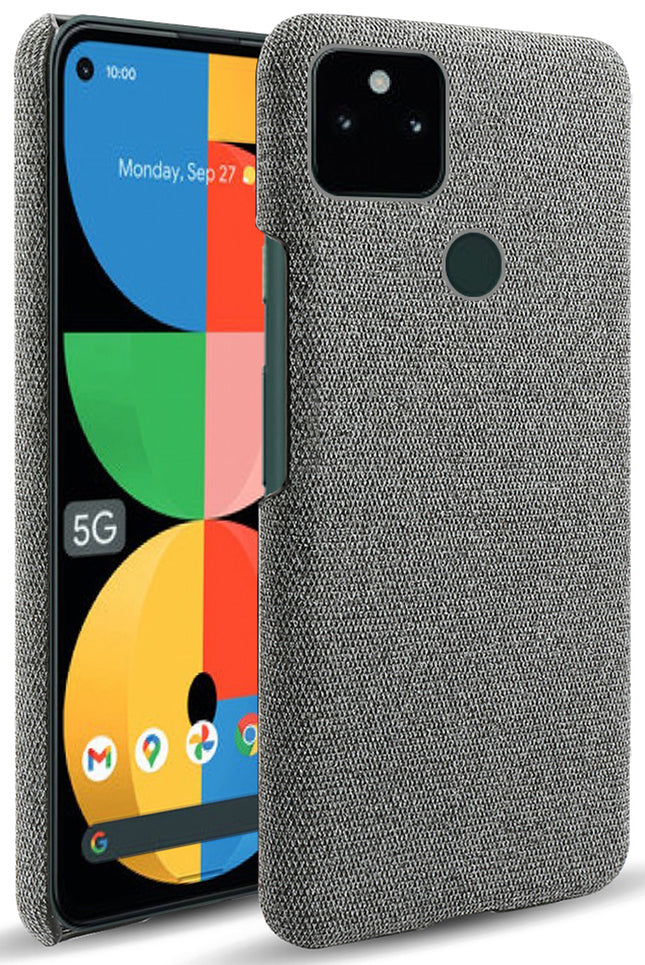 Woven Soft Fabric Case for Google Pixel 5A Back Cover, Shock Protection Slim Hard Anti Slip Back Cover (Grey)