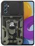 Tank Back Cover for Samsung Galaxy M52 (5G), Inbuilt Ring + Slider Shockproof Lens Protection Case (Black)