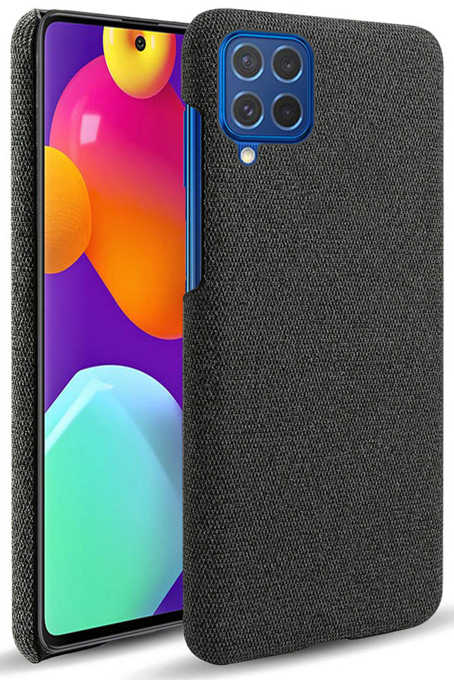 Woven Soft Fabric Case for Samsun Galaxy F62 Back Cover, Shock Protection Slim Hard Anti Slip Back Cover (Black)