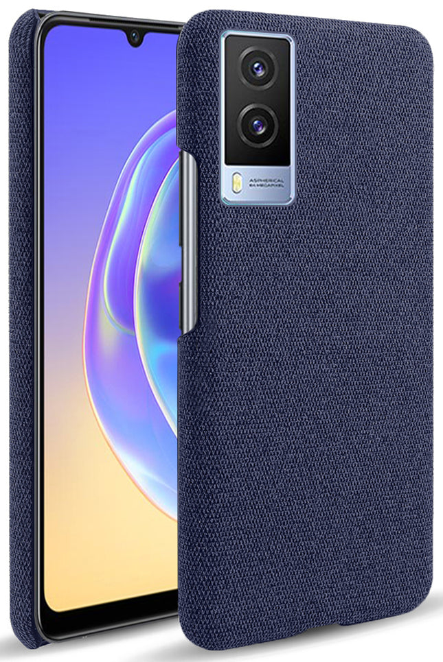 Woven Soft Fabric Case for Vivo V21E (5G)  Back Cover, Shock Protection Slim Hard Anti Slip Back Cover (Blue)