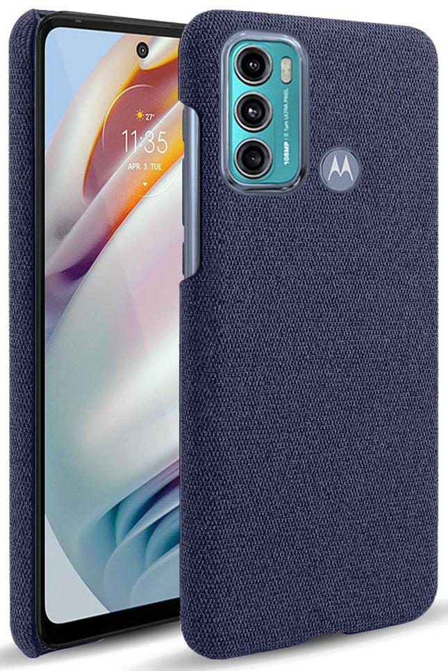 Woven Soft Fabric Case for Motorola Moto G60  Back Cover, Shock Protection Slim Hard Anti Slip Back Cover (Blue)