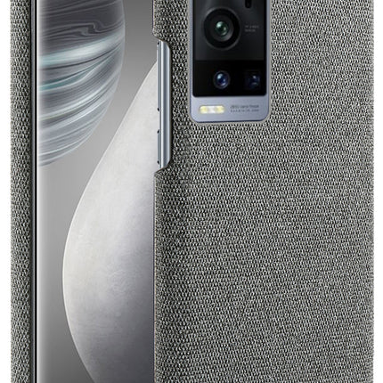 Woven Soft Fabric Case for Vivo X60 Pro Plus Back Cover, Shock Protection Slim Hard Anti Slip Back Cover (Grey)