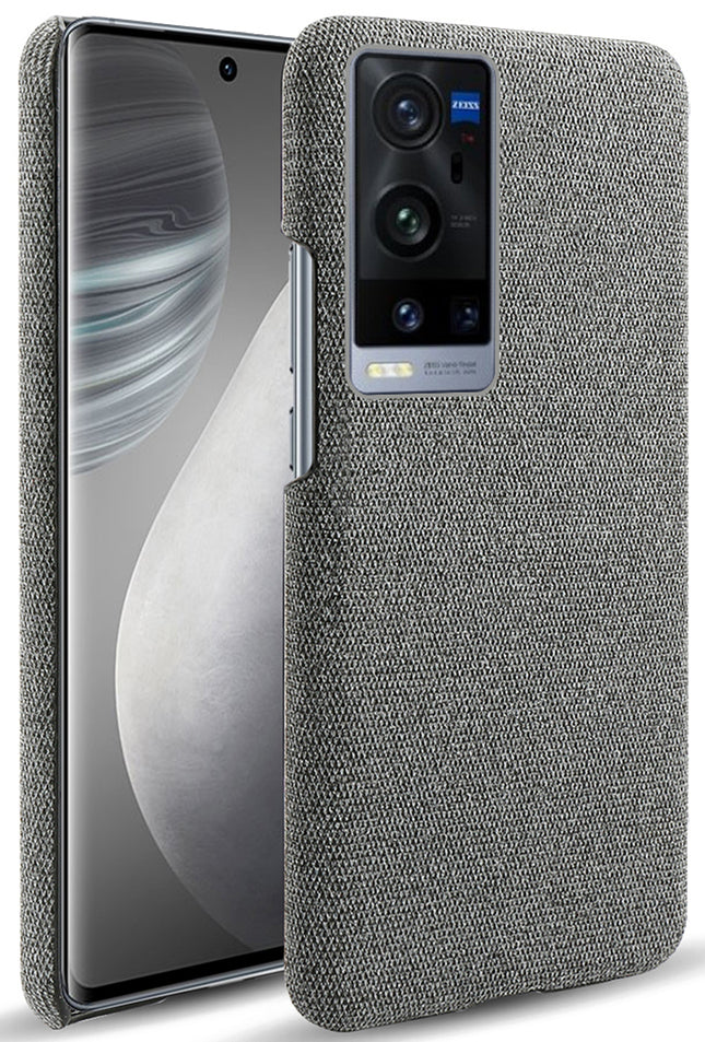 Woven Soft Fabric Case for Vivo X60 Pro Plus Back Cover, Shock Protection Slim Hard Anti Slip Back Cover (Grey)