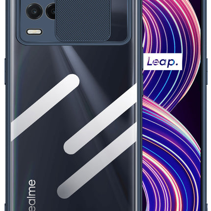 Slider Back Cover for Realme 8 Pro / Realme 8 (4G) , [Military Grade Protection] Shockproof Slim Clear Camera Shield Bumper Back Case (Blue)