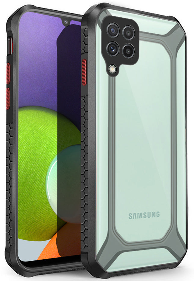 Unicorn for Samsung Galaxy A22 (4G) Clear Back Case, [Military Grade Protection] Shock Proof Slim Hybrid Bumper Cover (Black)