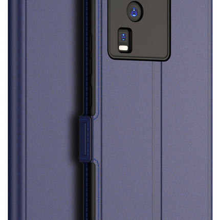 Mobizang Noble Slim Magnetic Leather Flip Case Cover for Vivo IQOO Neo 7 (5G) | Card Holder Stand Leather Flip Wallet Case (Blue)