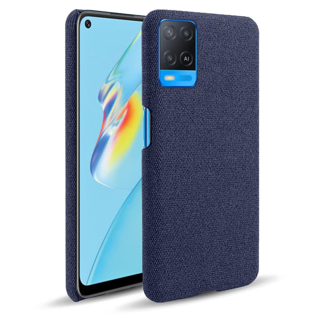 Woven Soft Fabric Case for Oppo A54 (4G) Back Cover, Shock Protection Slim Hard Anti Slip Back Cover (Blue)