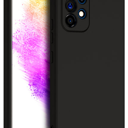 Matte Lens Protective Back Cover for Samsung Galaxy A73 (5G), Slim Silicone with Soft Lining Shockproof Flexible Full Body Bumper Case (Black)