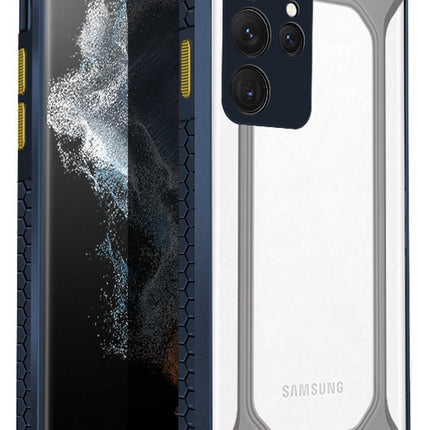 Unicorn for Samsung Galaxy S22 Ultra Clear Back Case, [Military Grade Protection] Shock Proof Slim Hybrid Bumper Cover (Blue)